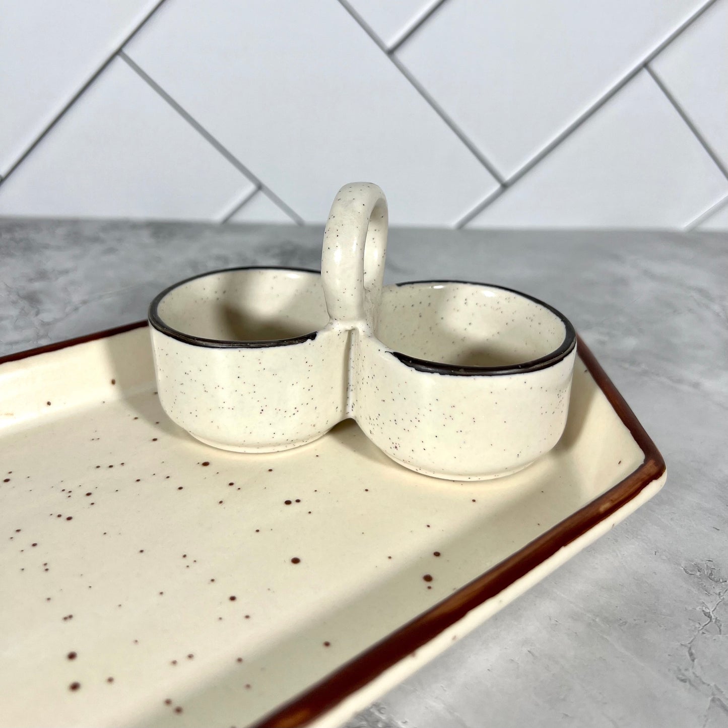 Ceramic Ivory Twin Dip Bowl