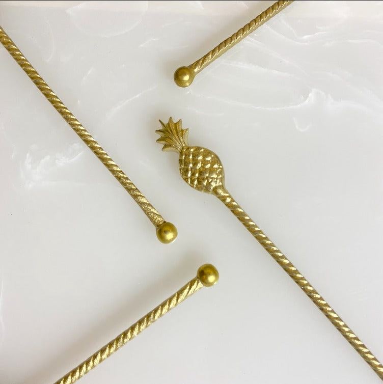 Pineapple Brass Stirrers | Set of 4