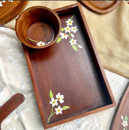Calla Lily Serving Trays | Wooden | Set of 2
